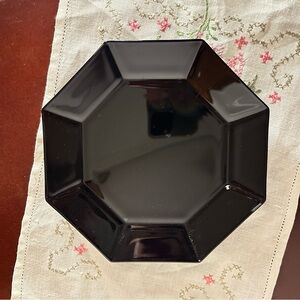 Vintage Arcoroc Octime Black Glass Octagonal Salad/Dessert Plate – French